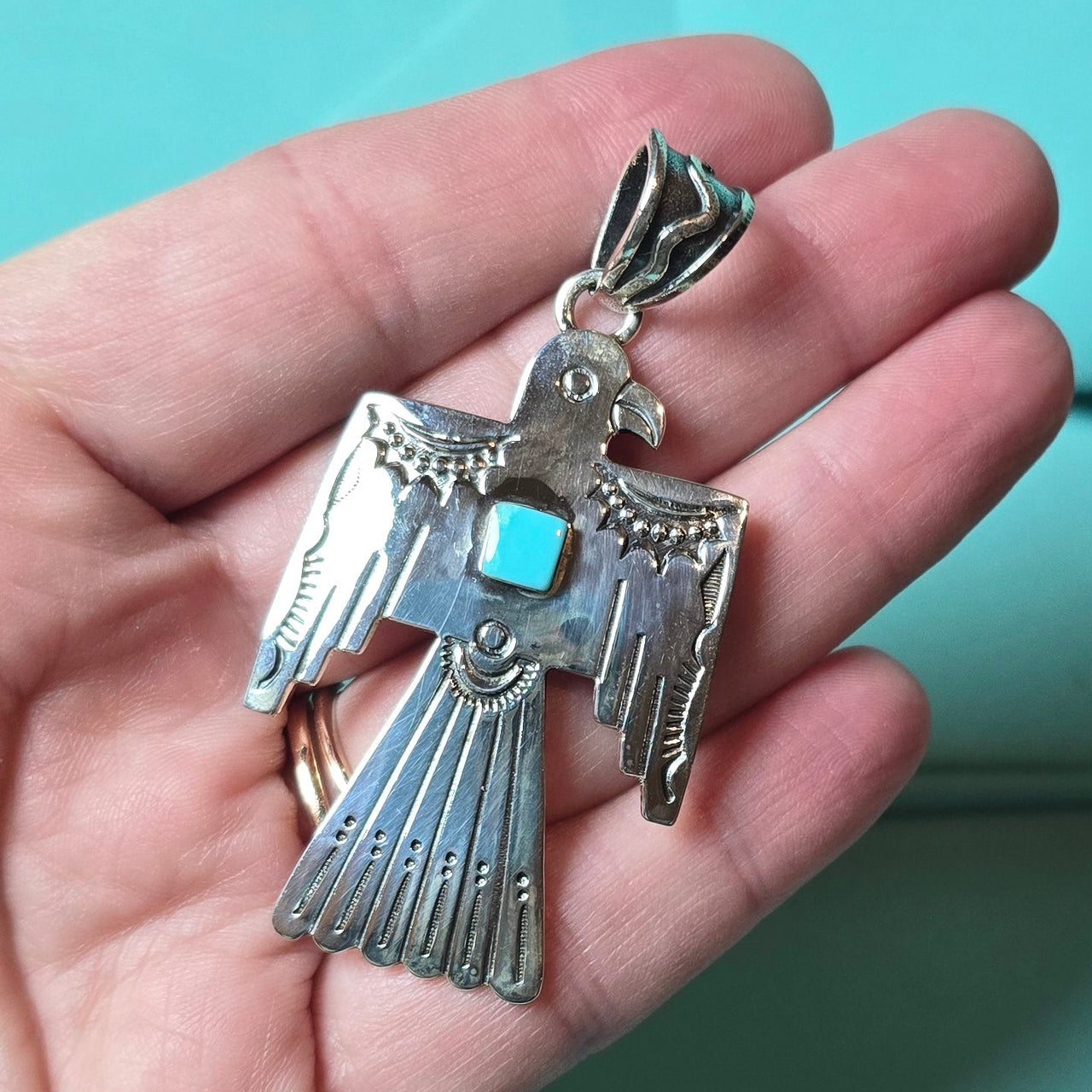 Brandon Belin Sterling & Turquoise Square Pendant