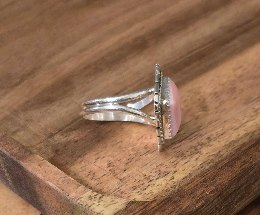 Pink Conch & Sterling Ring Size 6.5