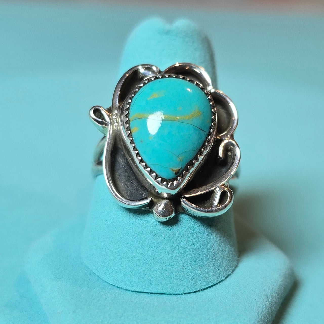 Calvin Tom Turquoise & Sterling Ring Size 9.5