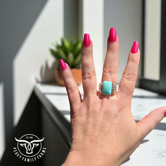 Kingman Turquoise and Sterling Ring Size 10