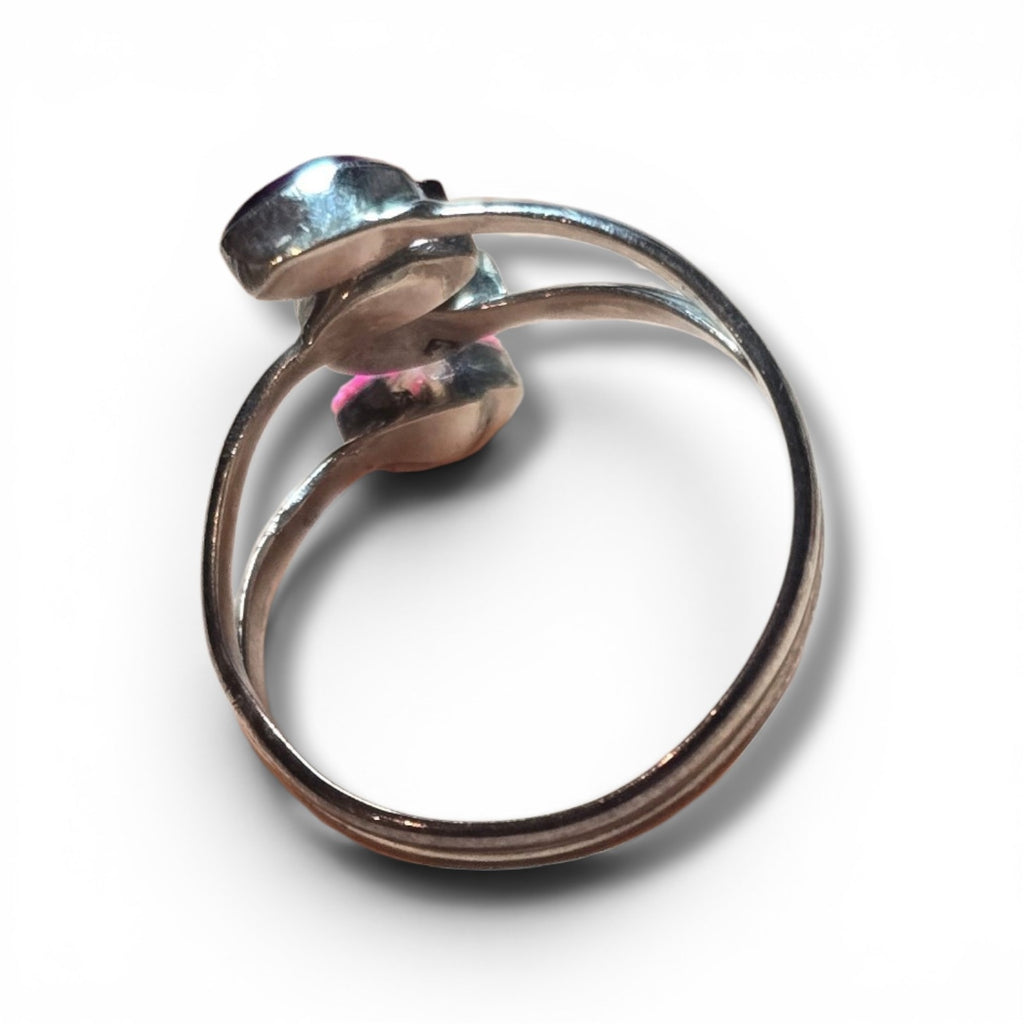 Native Made Pink & Purple Opal Sterling Ring Size 7.5