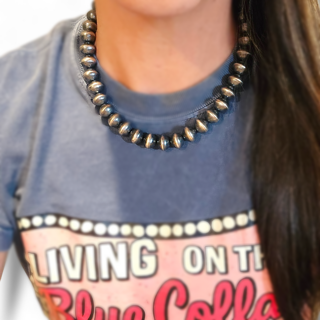 Virginia Tso 13mm Navajo Pearl Earrings and Necklace Set 18 inches