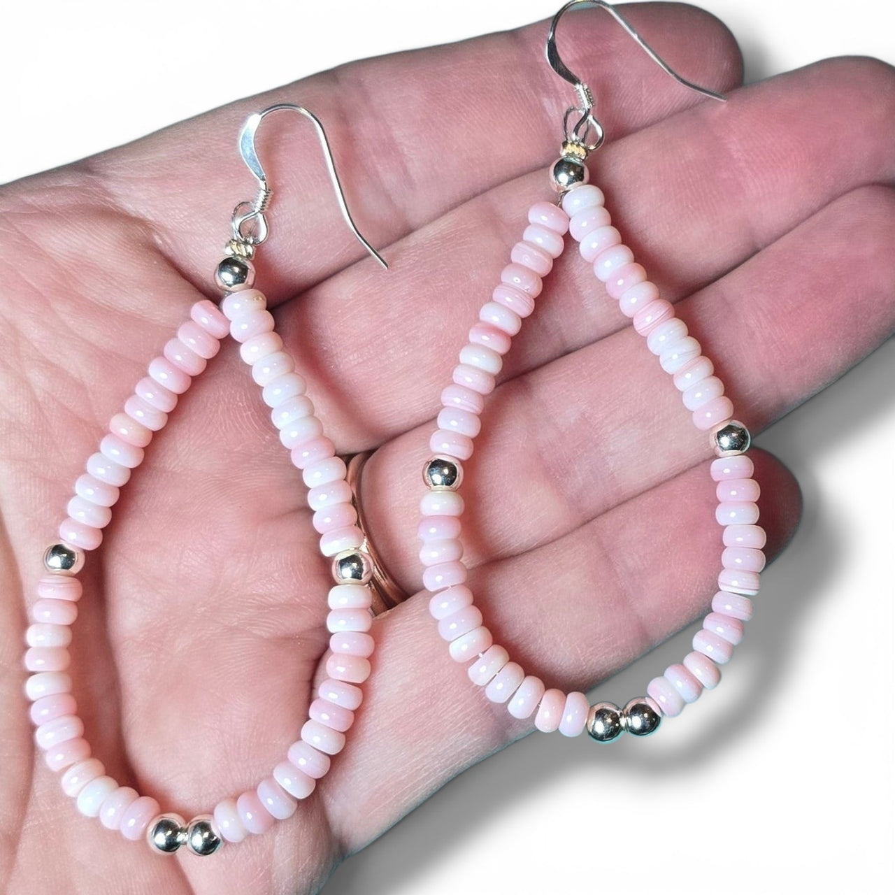 Sterling & Pink Conch Earrings