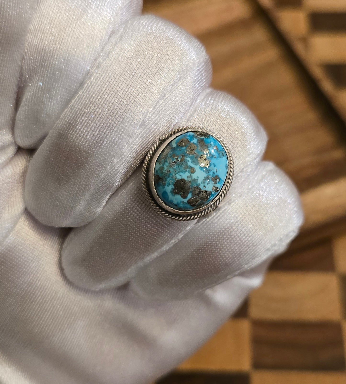 Kingman Turquoise and Sterling Ring Size 7.25