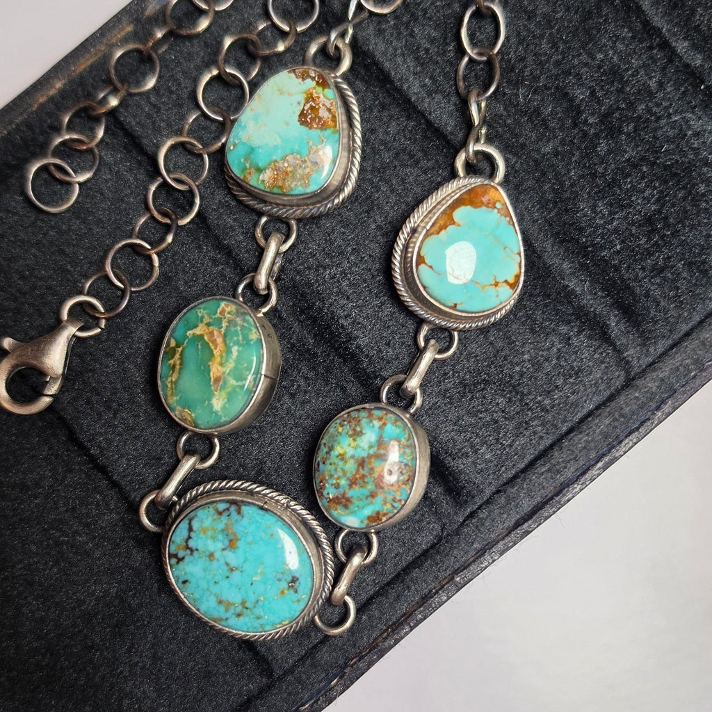Native Made Mine #8 Turquoise & Sterling Choker 15 inches