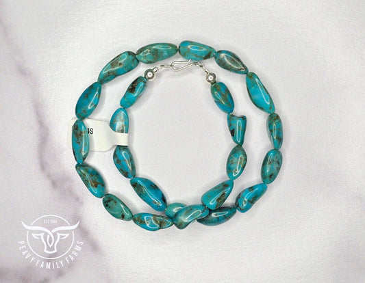 Genuine Turquoise & Sterling Necklace 16 inches