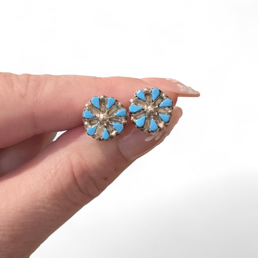 Tiffany Yatsattie Turquoise & Sterling Cluster Earrings