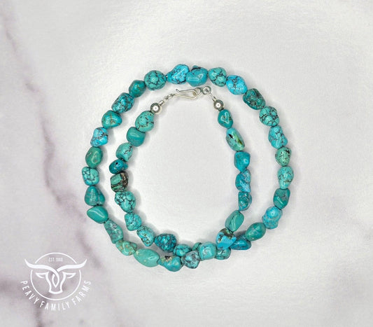 Genuine Turquoise & Sterling Necklace 17 inches