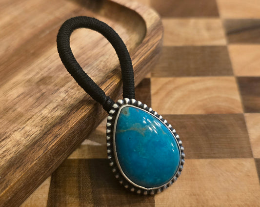 Kingman Turquoise and Sterling Hair Tie