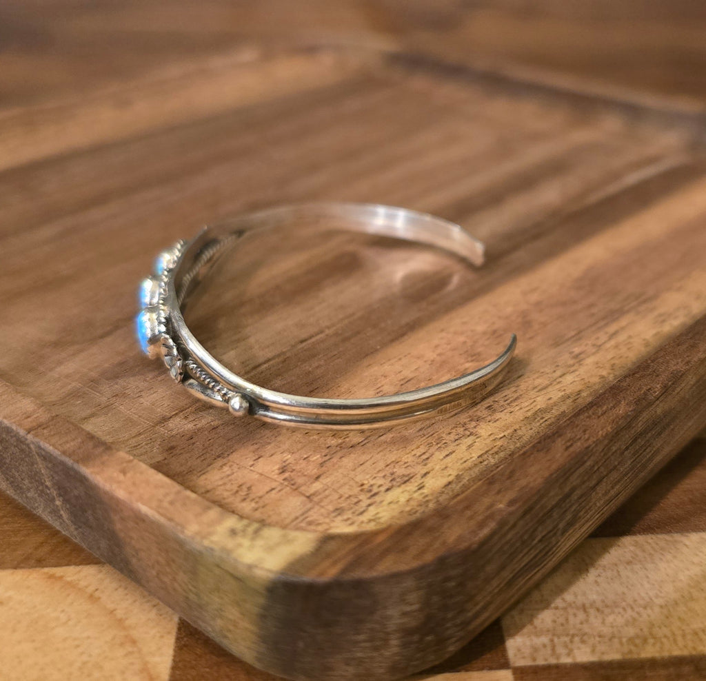 Light Blue Opal & Sterling Dainty Cuff