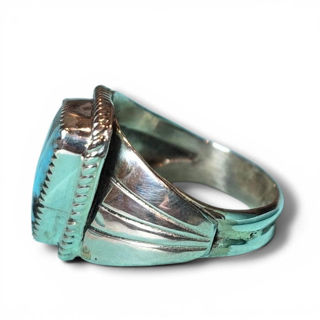 Native Made Turquoise & Sterling Ring Size 8.5