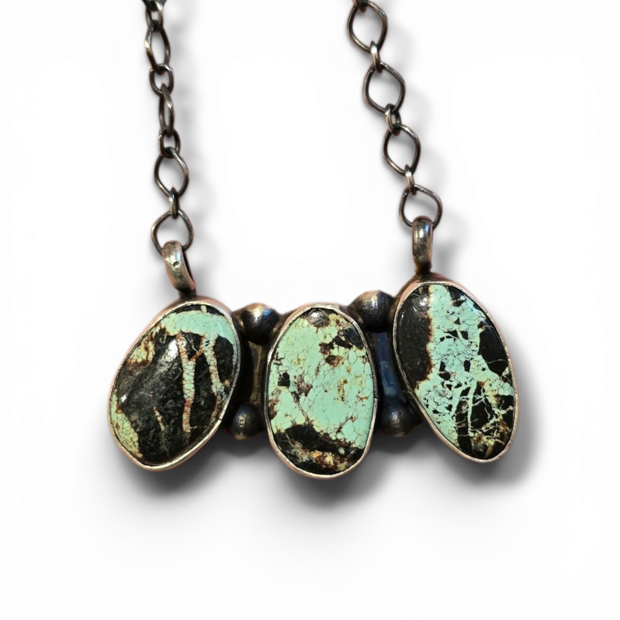 Blackjack Turquoise & Sterling Necklace 19.5 inches max