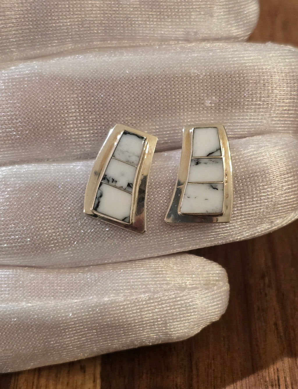 White Buffalo & Sterling Earrings